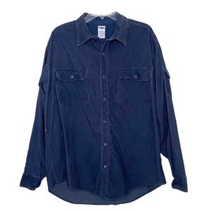 Old Navy Corduroy 100% Cotton Navy Blue Shacket Shirt Jacket Soft Button Up L